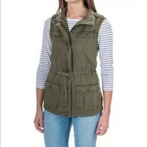 Max Jeans Green Utility Vest with Hood, Size Large